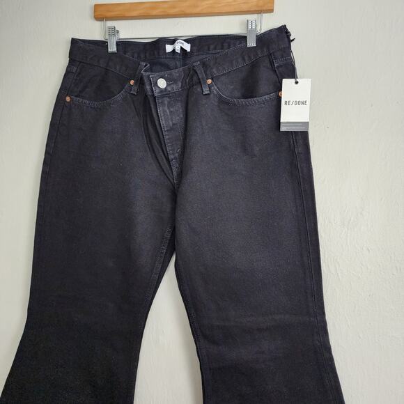 NWT RE/DONE 70s Mid Rise Bell Bottom Flare Black Denim Jeans 31 - Picture 5 of 10